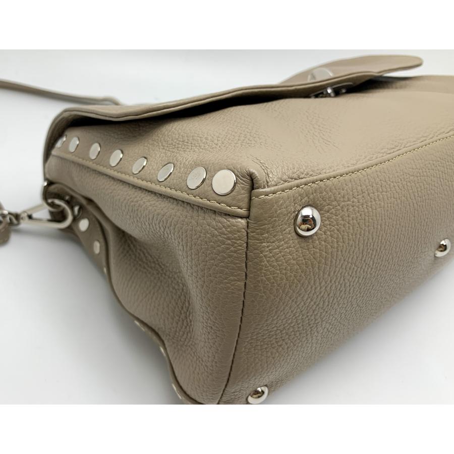 美品✨ザネラート ポスティーナ ショルダーバッグ グレージュ レザー 2way 極美品 ザネラート ポスティーナ 2way ショルダーバッグ レザー