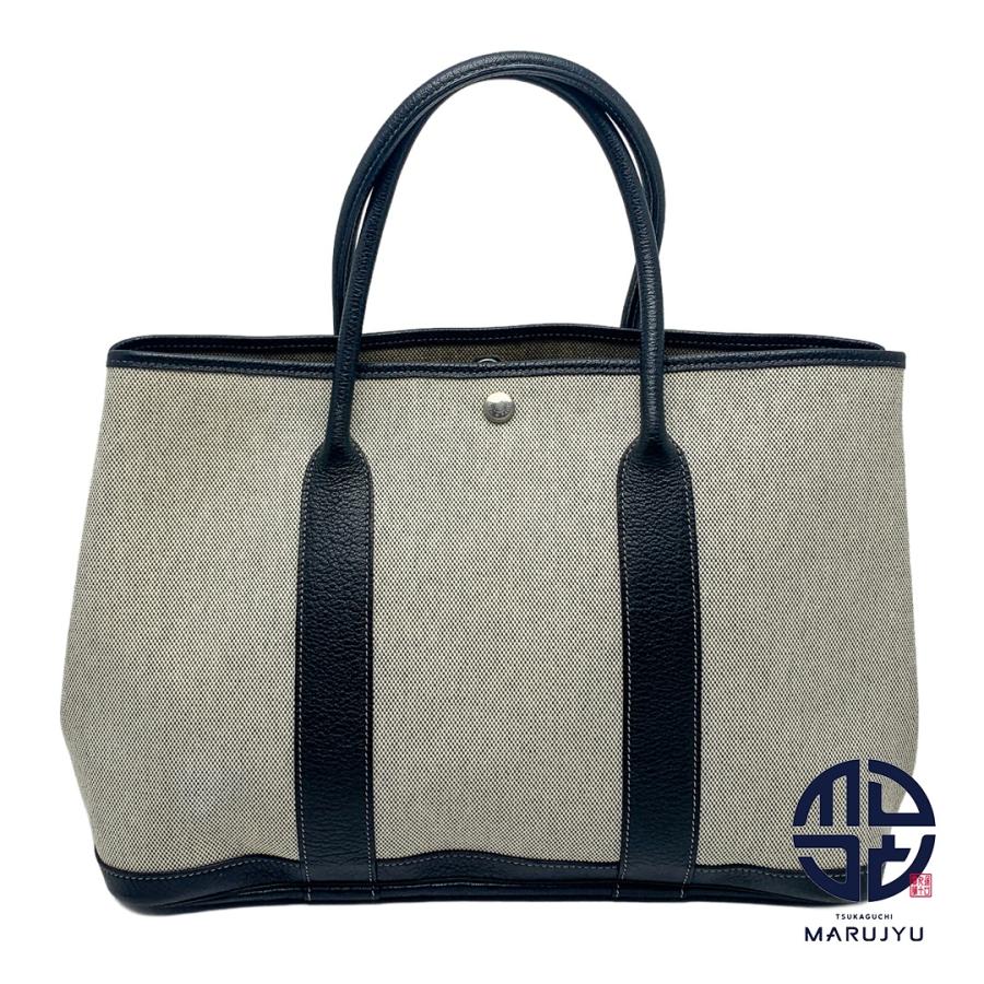 HERMES エルメス ガーデンパーティPM トワル ブラック 黒 トートバッグ