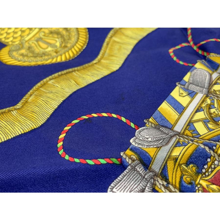 HERMES エルメス ネイビー系 カーキ カレ90 タンブールの太鼓 LES