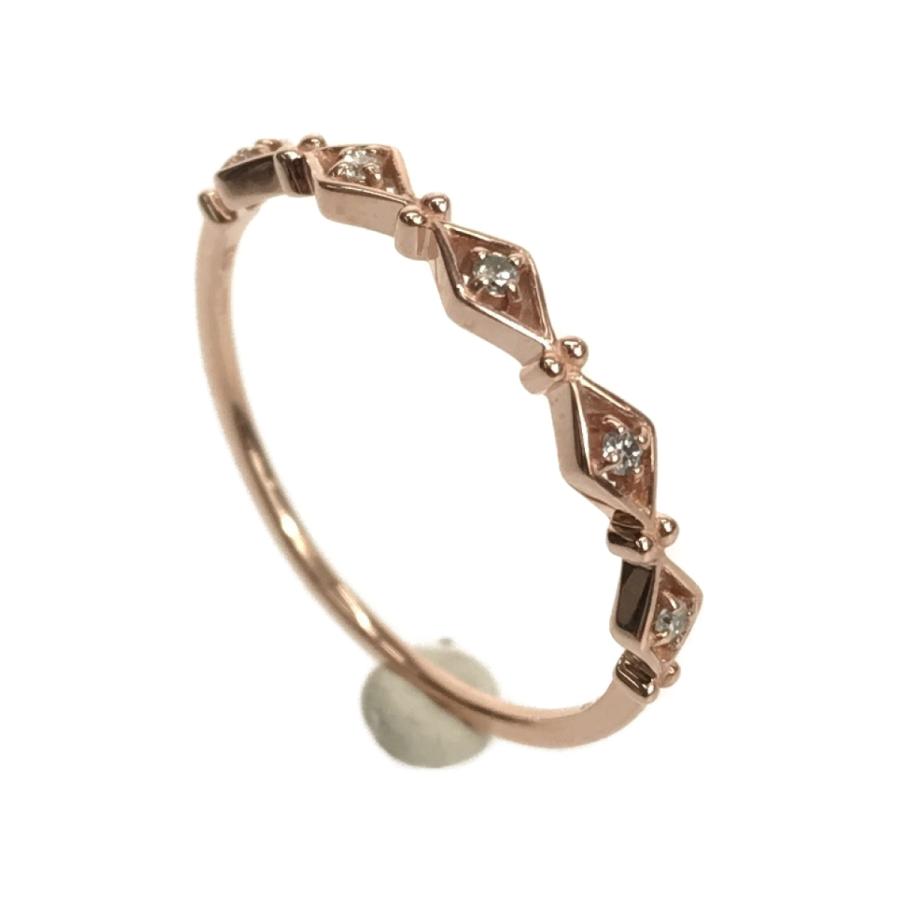 ete エテ K10PG 10金ピンクゴールド ひし形 ダイヤ0.04ct リング