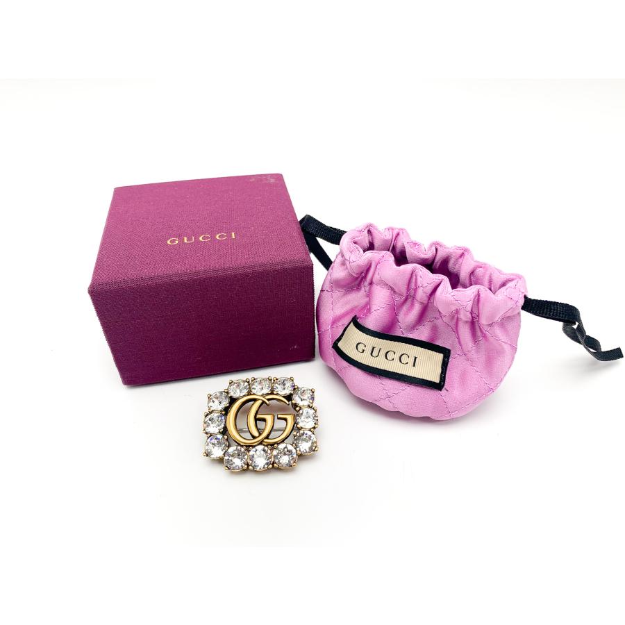 GUCCI クリスタル付き メタル ダブルG ブローチ GUCCI クリスタル付き メタル ダブルG ブローチ クリスタル付き