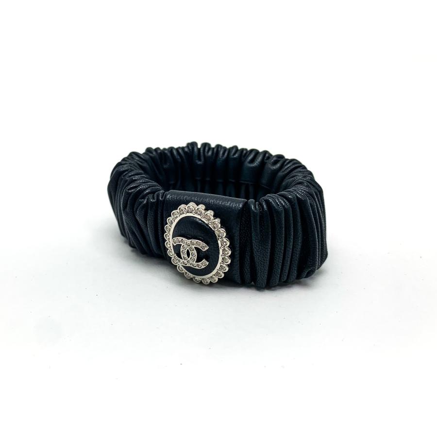 CHANEL シャネル ブラック ヘアバンド ココマーク/ラインストーン