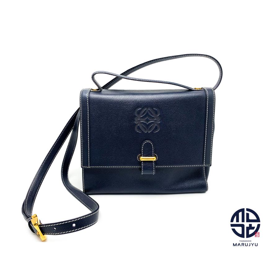 LOEWE　ロエベ　ヴィンテージ　紺色　2way　ハンドバッグ　ショルダーバッグ 中古・古着通販】LOEWE (ロエベ) 2wayバルーンバッグ ショルダー