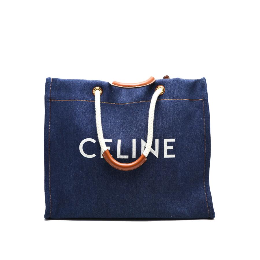 CELINE セリーヌ CABAS SQUARE カバスクエア デニム ネイビー x