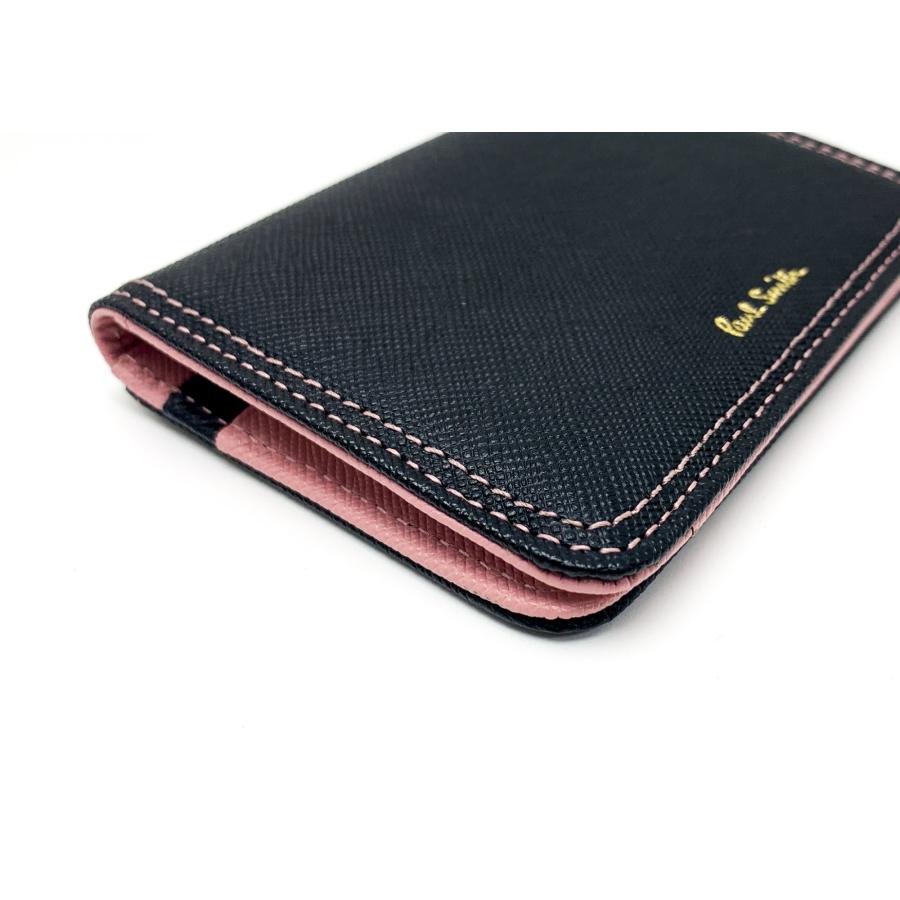 PaulSmith ポールスミス 黒 ブラック ピンク バイカラー レザー カード