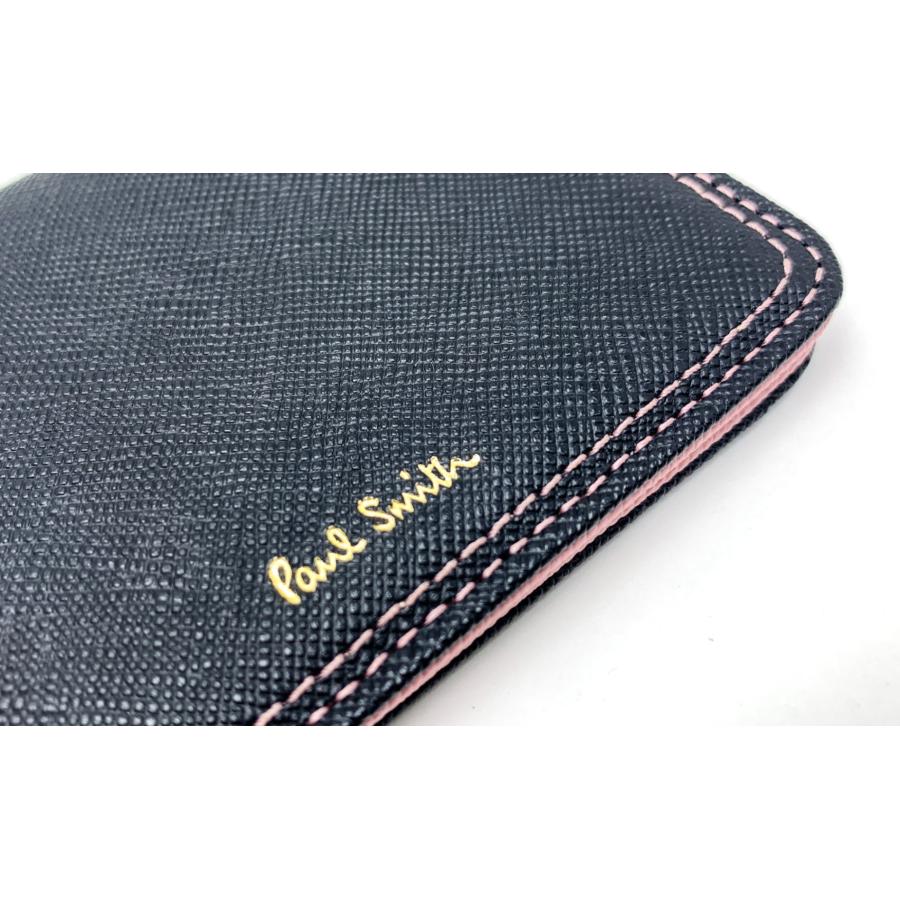 PaulSmith ポールスミス 黒 ブラック ピンク バイカラー レザー カード