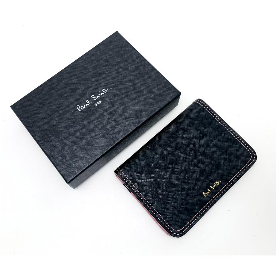 PaulSmith ポールスミス 黒 ブラック ピンク バイカラー レザー カード