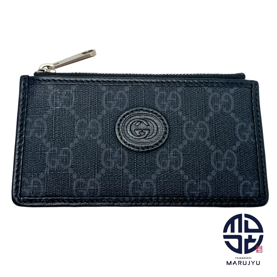 グッチ コインケース　 GGスプリーム PVC レザー 黒 GUCCI グッチ ブラック 黒 グレー GGスプリーム フラグメントケース