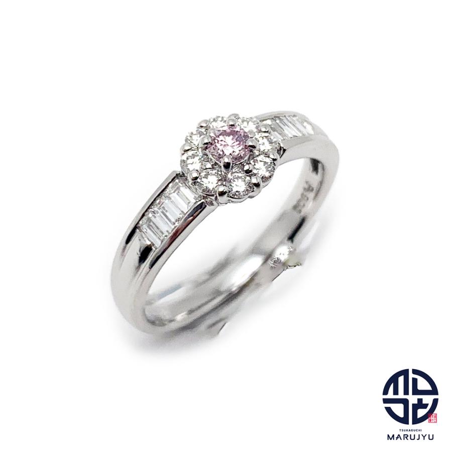 Pt900 ダイヤモンド付き 天然ピンクダイヤモンド リング PT900 Pt900 プラチナ 天然ピンクダイヤモンド ナチュラル ピンク