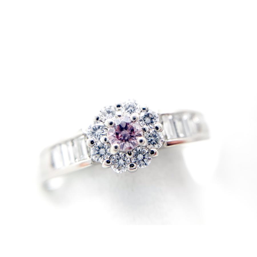 Pt900 ダイヤモンド付き 天然ピンクダイヤモンド リング Pt900 ダイヤモンド付き 天然ピンクダイヤモンド リング 希少 Pt900