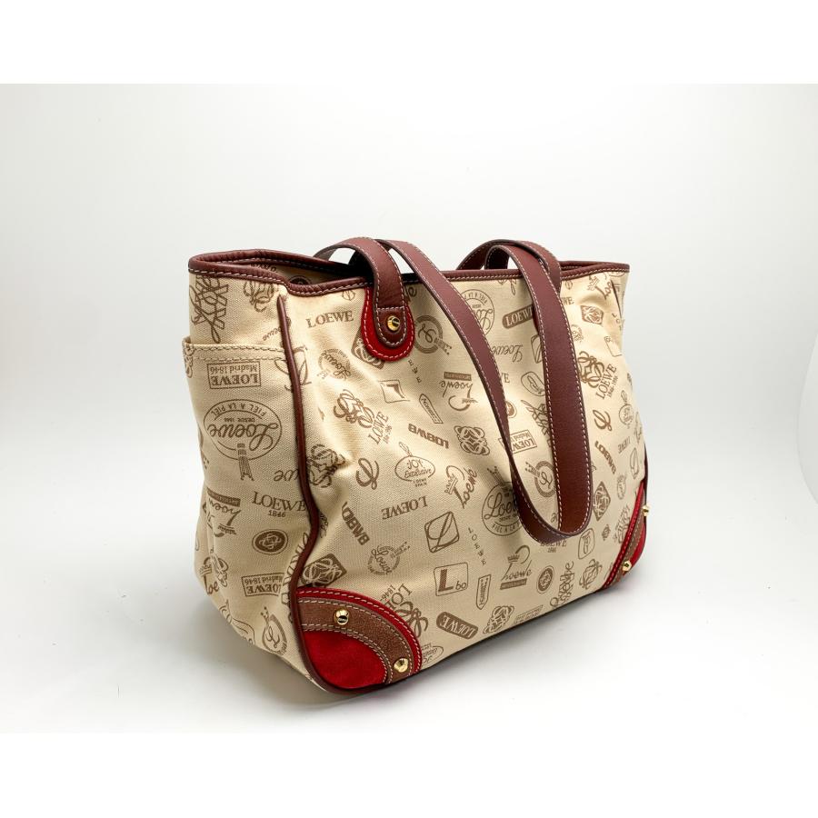 美品　LOEWE　ロエベ　160周年　総柄　メッセンジャーバック　レッド 美品 LOEWE ロエベ 160周年 総柄 メッセンジャーバック レッド