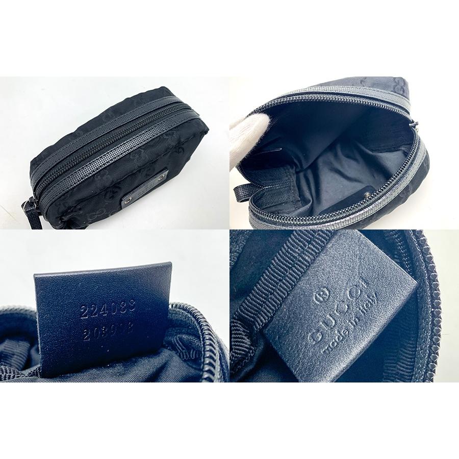 【極美品】GUCCI グッチ ポーチ ブラック GG柄 ナイロン GUCCI グッチ 224088 GG柄 ナイロン 黒 ブラック メイクポーチ
