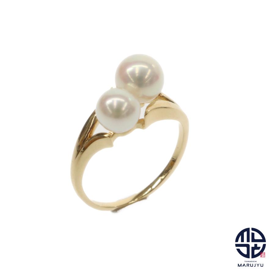 MIKIMOTO ミキモト K18YG 18金イエローゴールド アコヤパール2P 真珠