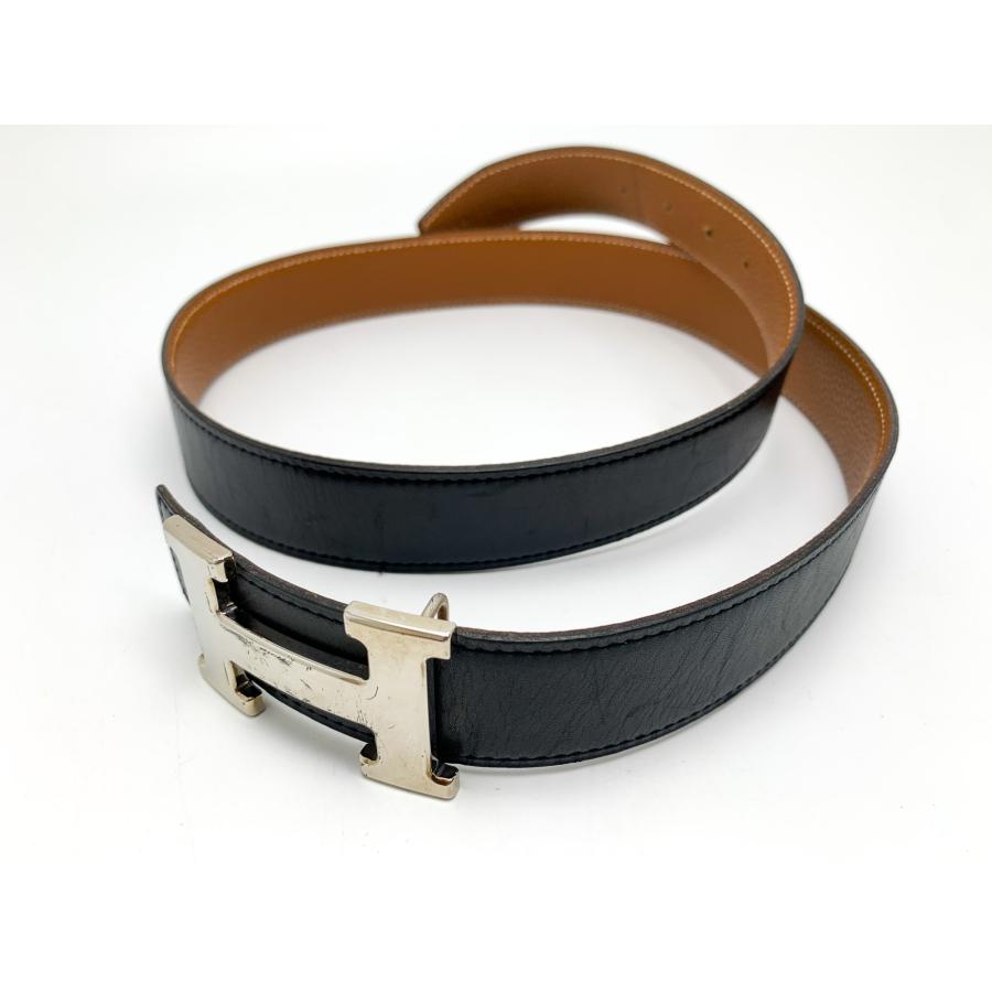 HERMES エルメス 黒/茶 ブラック/ブラウン Hバックル コン