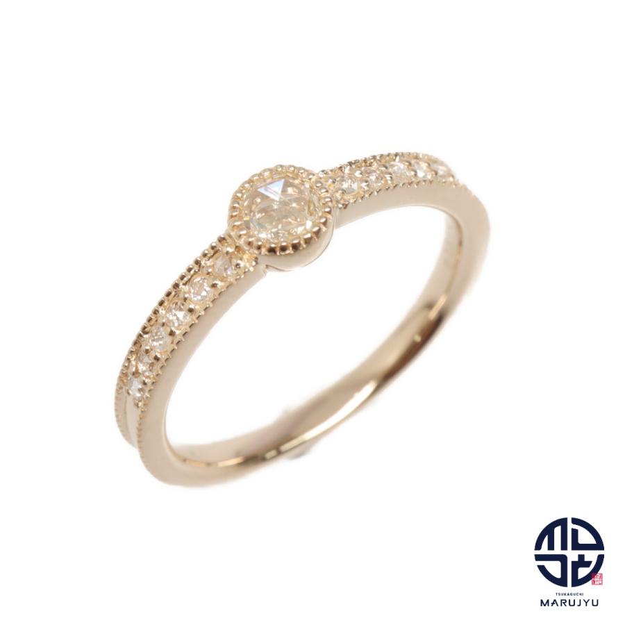 K18PG 18金ピンクゴールド ローズカットダイヤ0.13ct/0.07ct リング