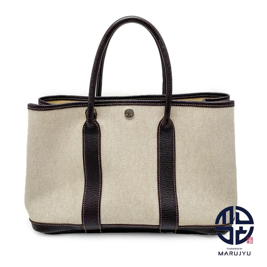 HERMES エルメス トワル ガーデンパーティTPM キャンバス マロン 茶系