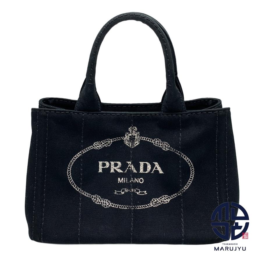 PRADA プラダ ブランドロゴ 黒 ブラック ミニカナパトート トート