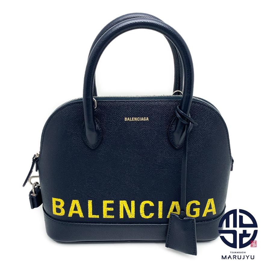 BALENCIAGA バレンシアガ ネイビー ブランドロゴ 黄色 イエロー ヴィル 