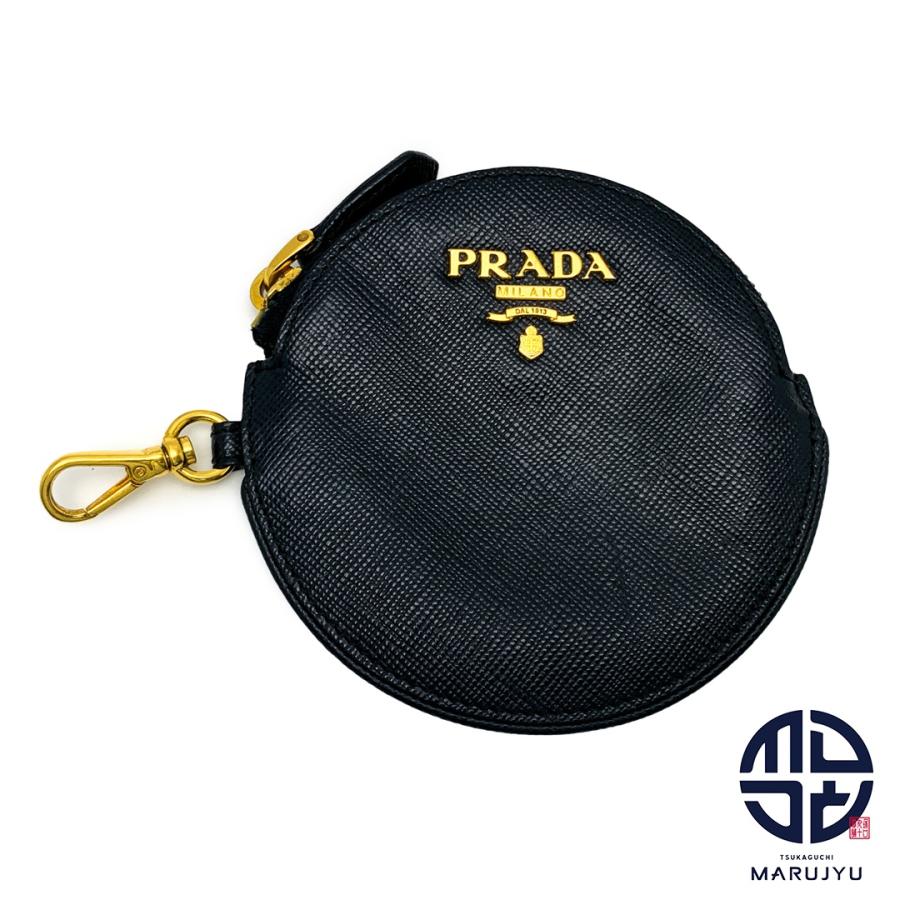 PRADA プラダ サフィアーノ 黒 ブラック 丸型 小物入れ 財布 小銭入れ