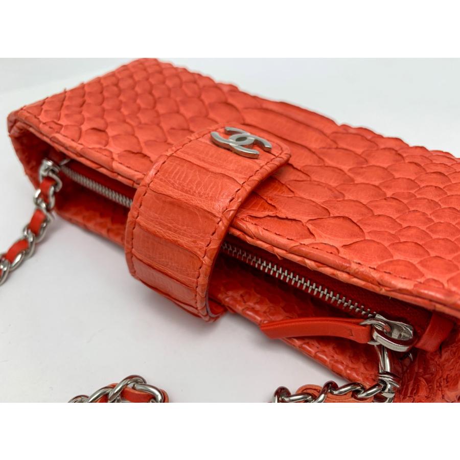 CHANEL シャネル オレンジ系 シルバー金具 パイソン 蛇革 ミニ CHANEL シャネル オレンジ系 シルバー金具 パイソン 蛇革 ミニ