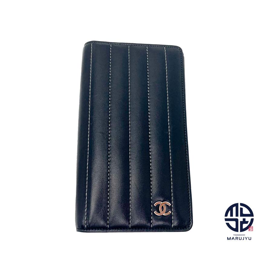 【極美品】シャネル ニューマドモアゼル 財布 ココマーク 二つ折 正規品 CHANEL シャネル 黒 ニューマドモアゼル ココマーク 2つ折りサイフ 長