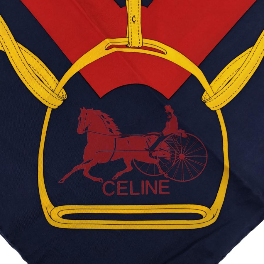 CELINE セリーヌ 大判シルクスカーフ ロゴ 馬車 CELINE セリーヌ 大判シルクスカーフ ロゴ 馬車