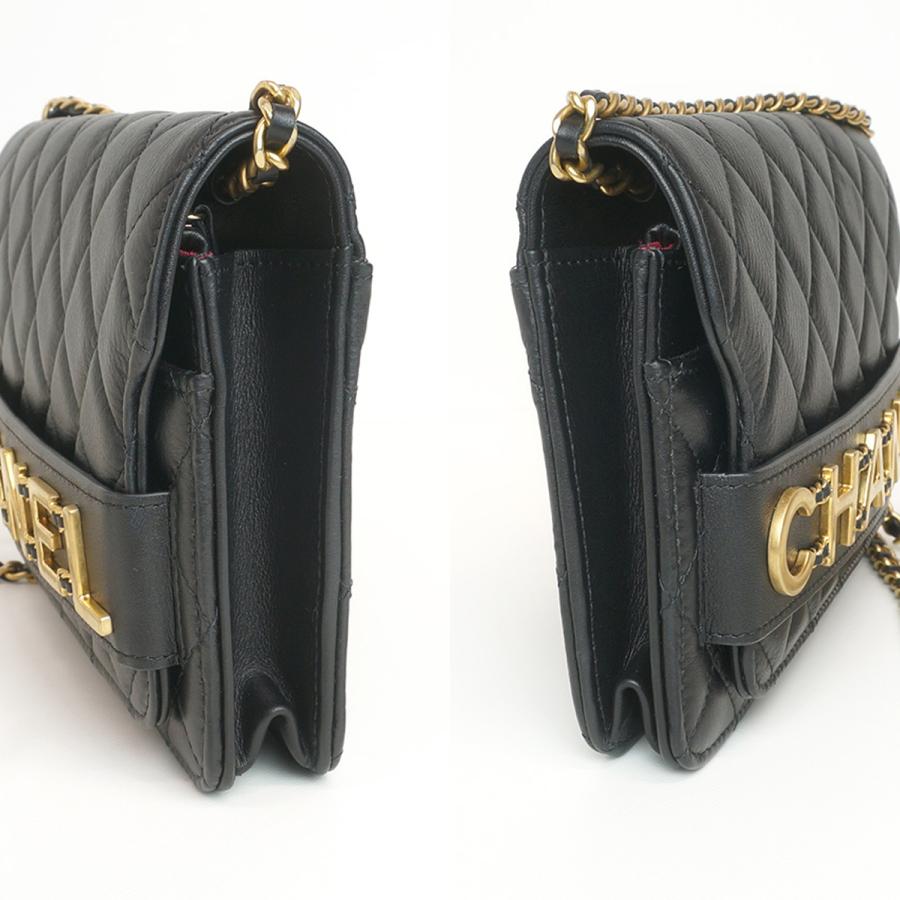 CHANEL（シャネル） チェーンウォレット マトラッセ カーフ 黒 GP