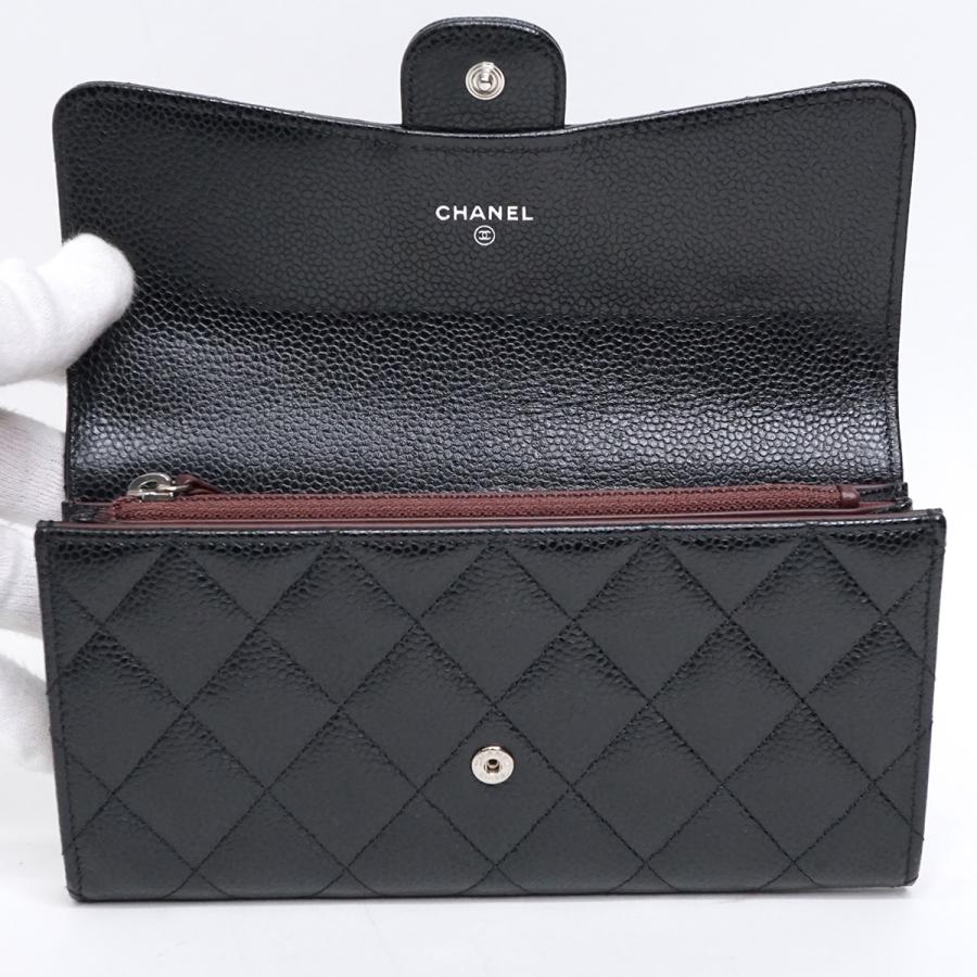 CHANEL シャネル キャビアスキン マトラッセ ロングフラップウォレット CHANEL（シャネル） キャビアスキン マトラッセ フラップ ロング