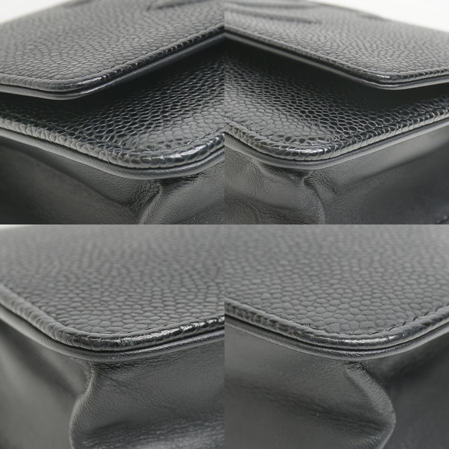 CHANEL（シャネル） キャビアスキン チェーンウォレット 黒 シルバー