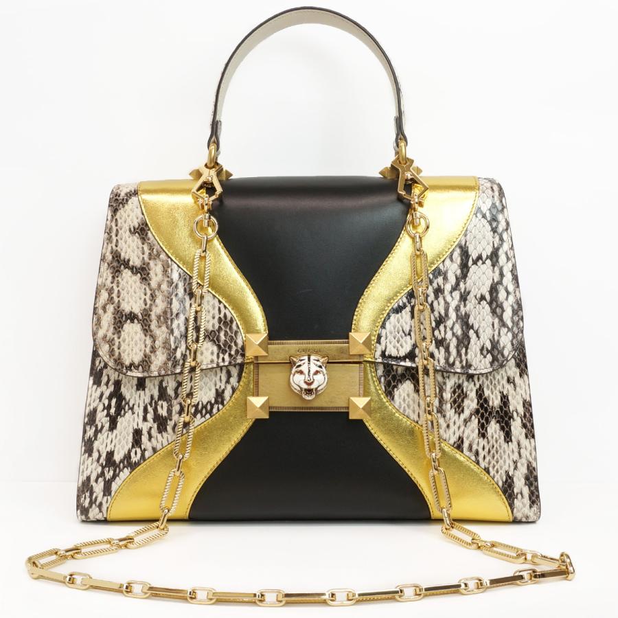 GUCCI（グッチ） キャットヘッド タイガー ハンドバッグ 2Way レザー 