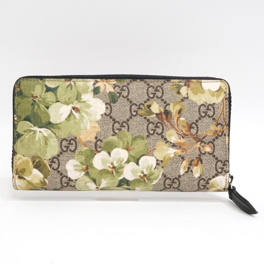 美品　GUCCI ブルームス　財布 グッチGGブルームス Wホック財布 フラワー グレージュ系/花柄