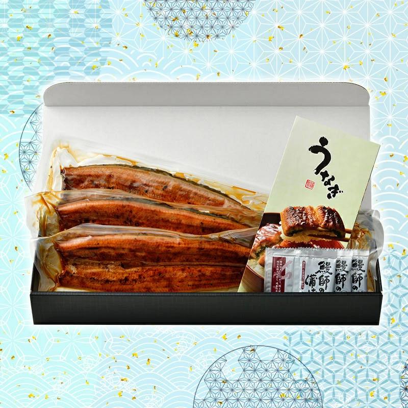 安心 贈り物 うなぎ蒲焼き 国産 鹿児島県産 無投薬 約140g×3尾 化粧箱 ギフト 長焼き うなぎ 鰻 ウナギ プレゼント 誕生日 お祝い 母の日 父の日 送料無料｜marukai｜03