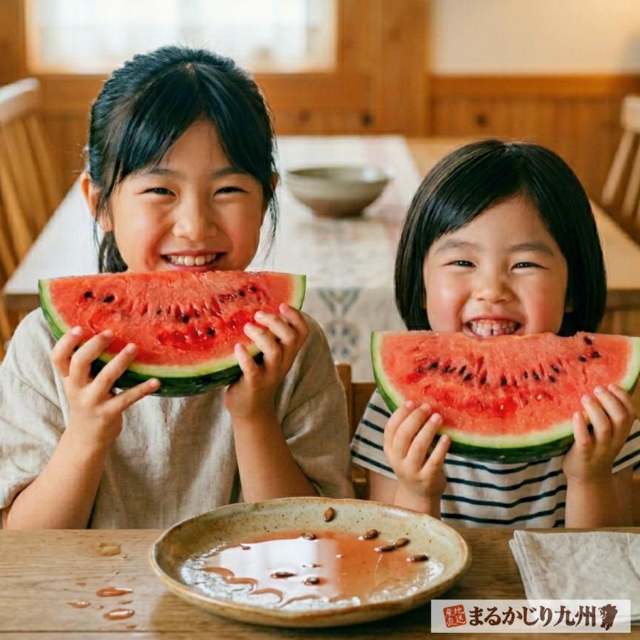 秋スイカ 羅皇 熊本 大玉 2玉セット 1玉あたり7〜8kg 2Lサイズ スイカ