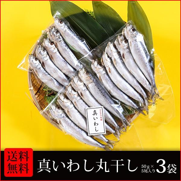 干物　送料無料　(16)　真いわし丸干し5尾入り×3袋　合計15尾　 朝食・お酒のおつまみ・お弁当のおかずに最適です　｜marukatsu-onjuku11