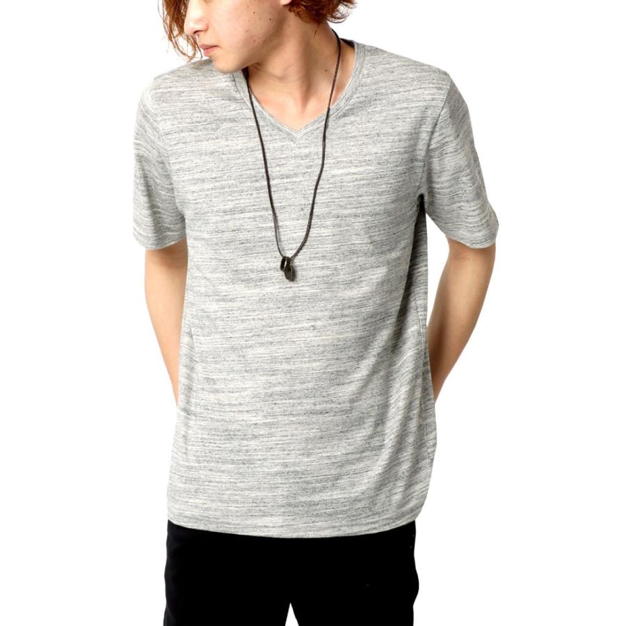 Tシャツ メンズ 半袖 Vネック 無地 杢 ネックレス付き ティーシャツ カットソー シンプル マルカワ 通販 Yahoo ショッピング