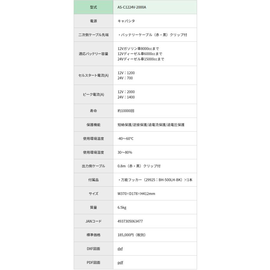 日動工業 エンジンスターター ビッグバンSS 【型番：AS-C1224V-2000A】/ 屋内型 キャパシタ｜maruken-online｜06