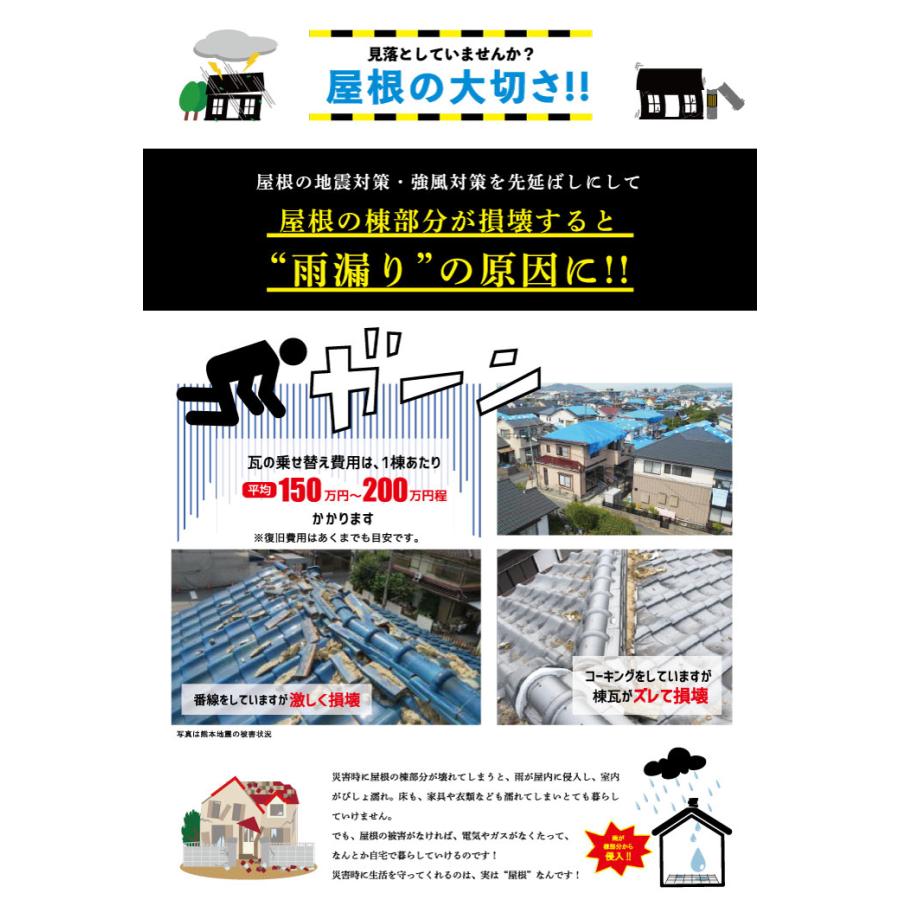 棟瓦用金具セット 1セット：18m施工可能 地震・振動・台風等の自然災害から家を守る!_1