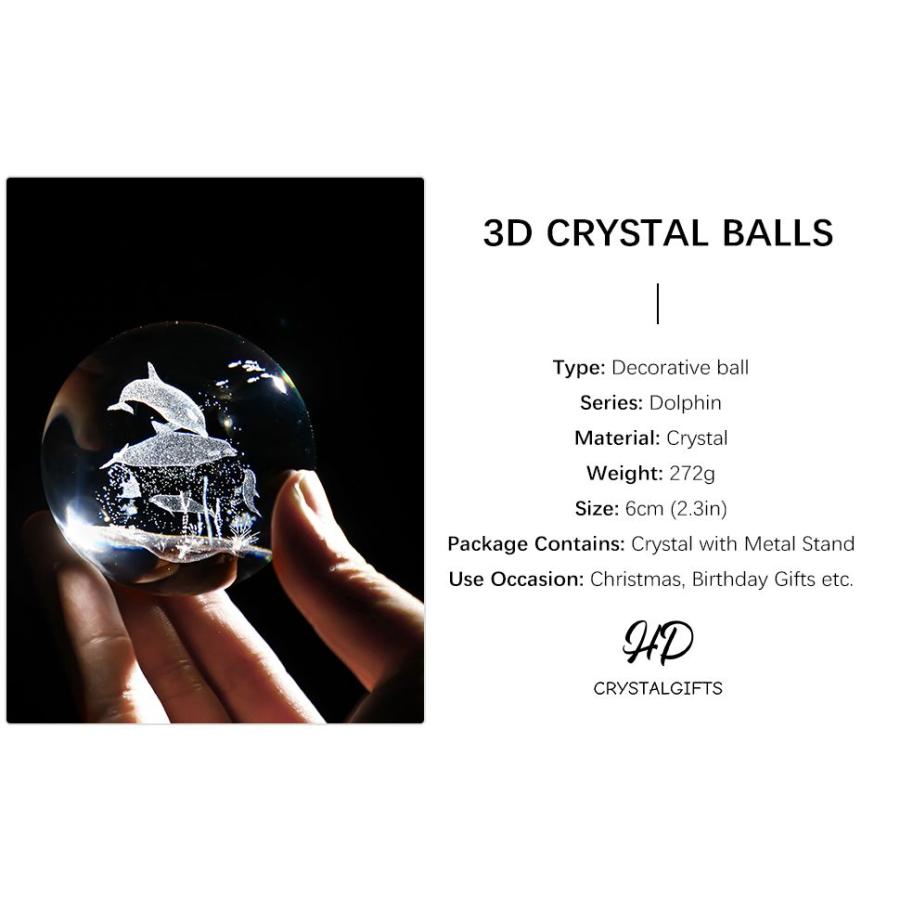 インテリア ガラス球 クリスタルボール 3D スタンド 60mm 装飾