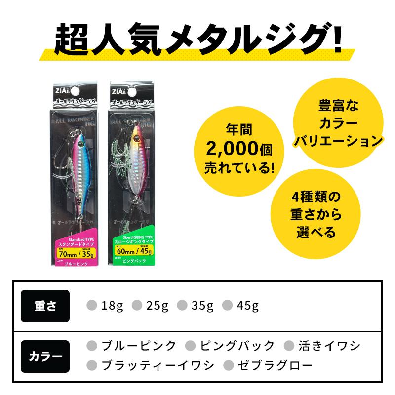 ZiAi オールラウンダージグ スタンダードタイプ 25g メタルジグ
