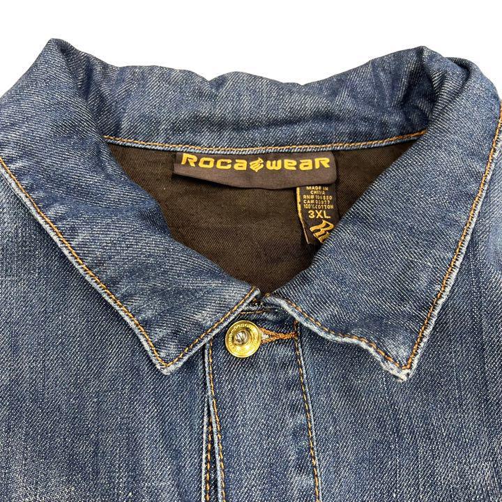 XXXL】古着 ROCAWEAR ロカウェア 刺繍デニムジャケット DESIGN