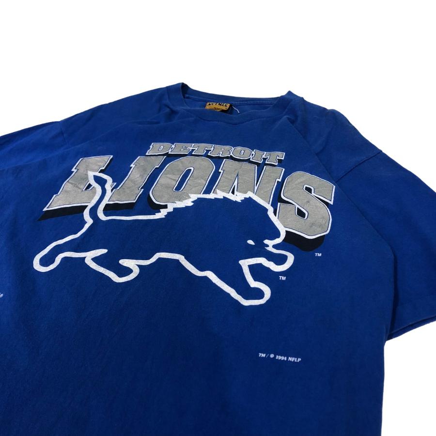 【XL】USA 古着 90s USA製 NFL DETROIT LIONS 90年代 プリント Tシャツ 半袖 クルーネック ブルー｜marukinstore2020｜02