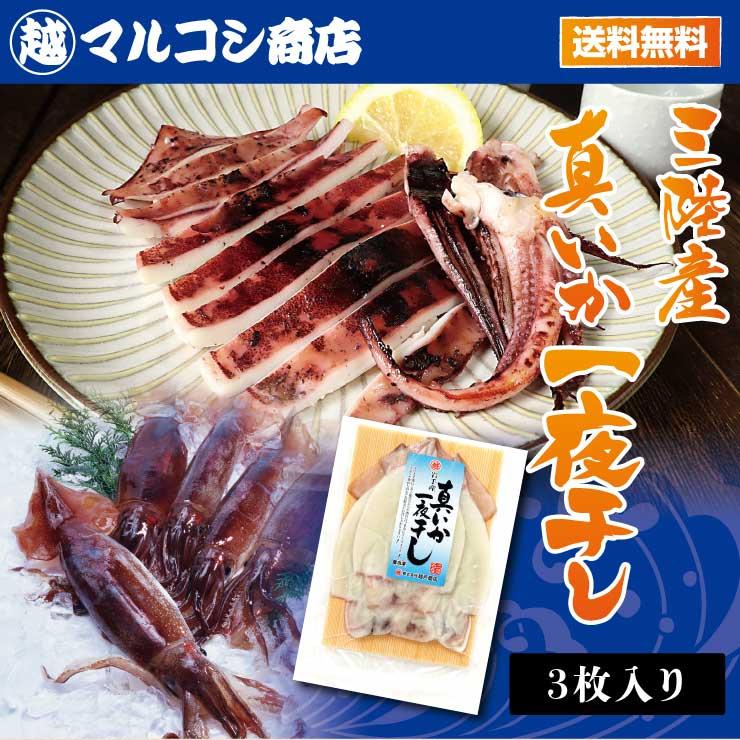 送料無料 肉厚！ふっくら！ スルメイカ一夜干し 3枚入り 岩手県産 三陸