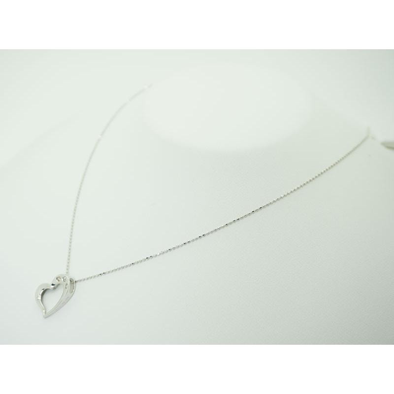 K18WG ダイヤ入 ペンダント ネックレス オープンハート