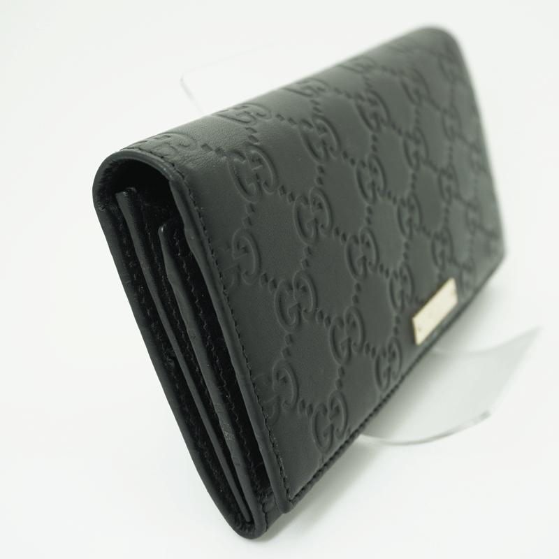 GUCCI グッチ 長財布 黒 グッチシマ レザー 244946 0416 ゴールド金具