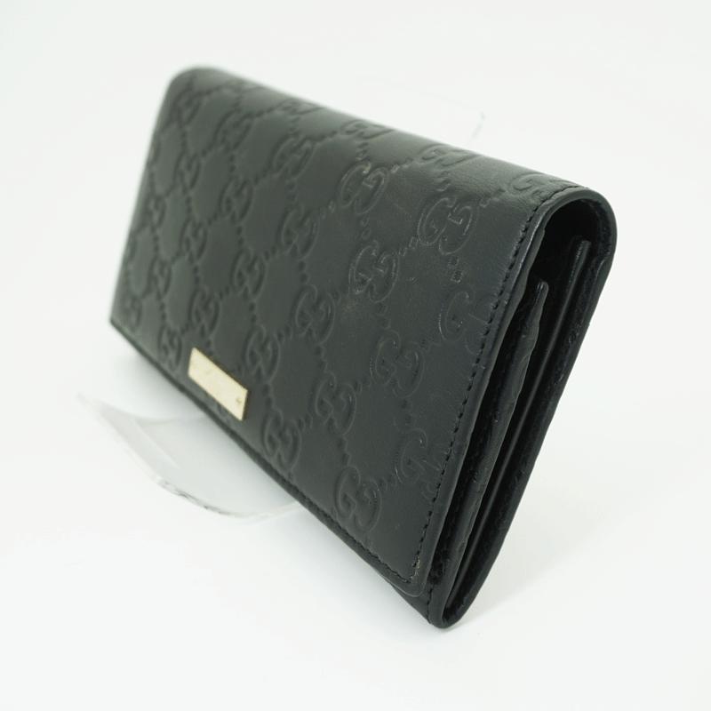 GUCCI グッチ 長財布 黒 グッチシマ レザー 244946 0416 ゴールド金具