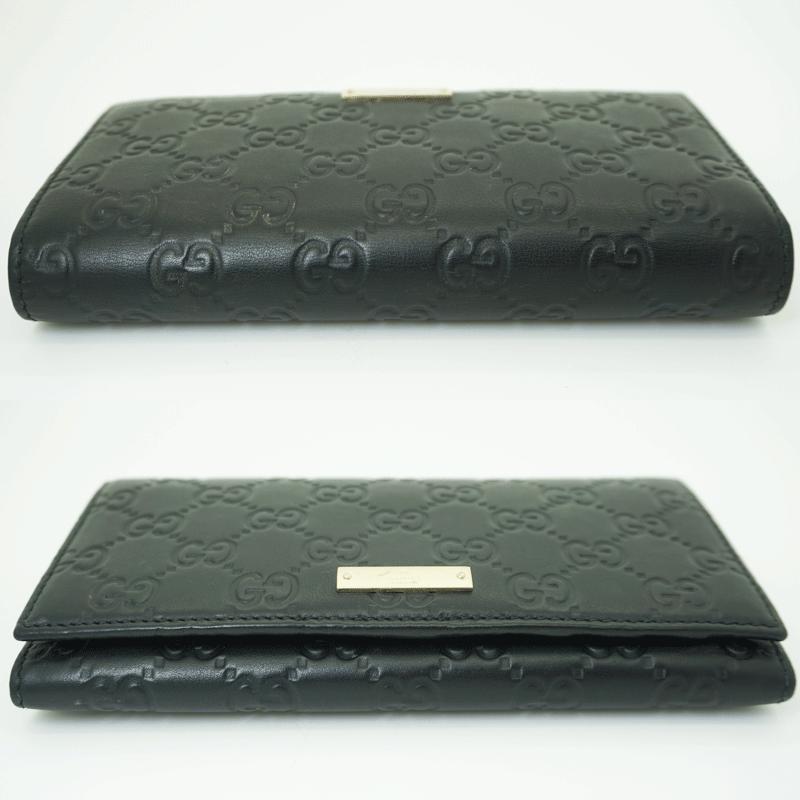 GUCCI グッチ 長財布 黒 グッチシマ レザー 244946 0416 ゴールド金具