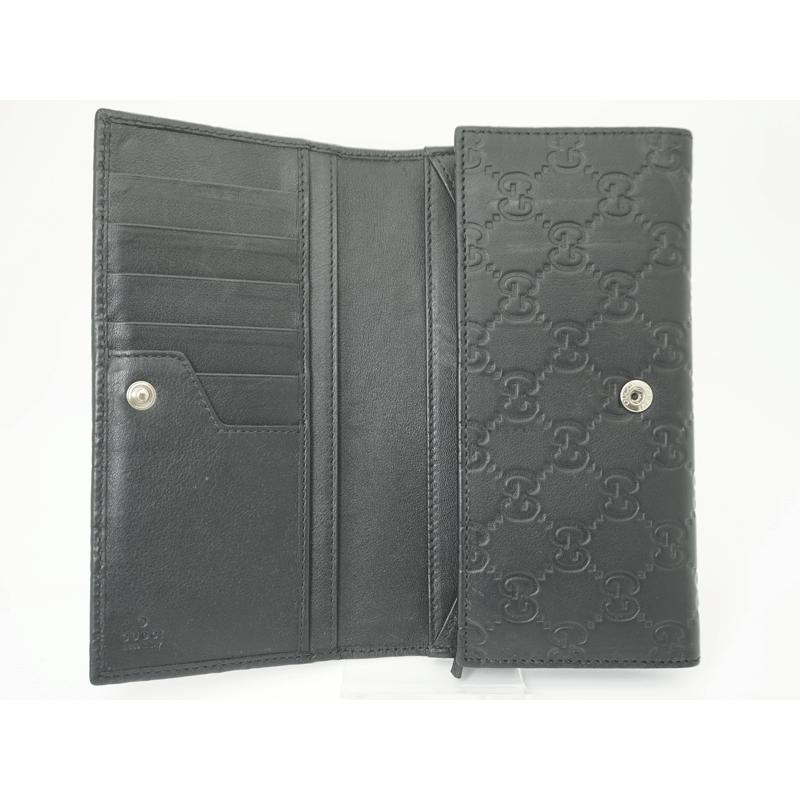 GUCCI グッチ 長財布 黒 グッチシマ レザー 244946 0416 ゴールド金具
