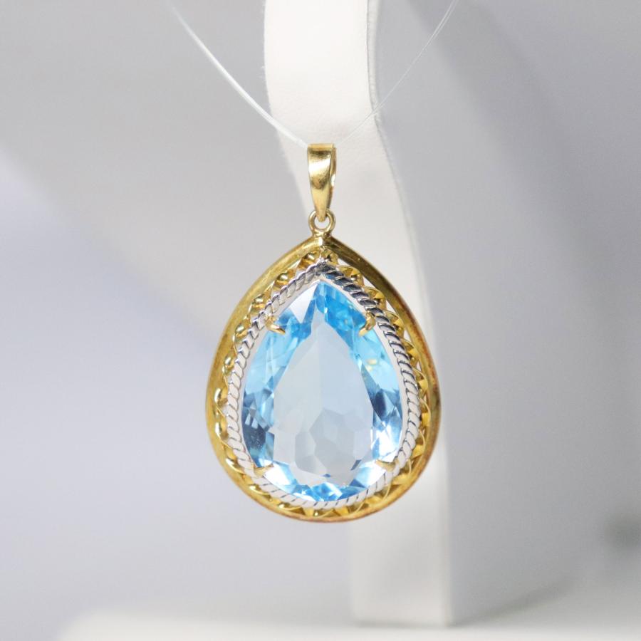 K18/Pt ブルートパーズ ペンダントトップ PH 30.45ct 重量約10.3g 