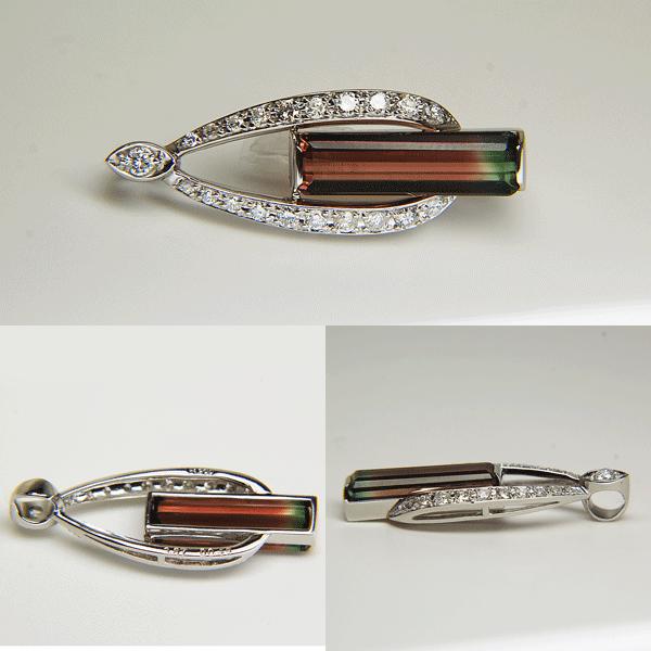 PT900 パーティーカラー トルマリン ペンダント 3.87ct 新品仕上げ 