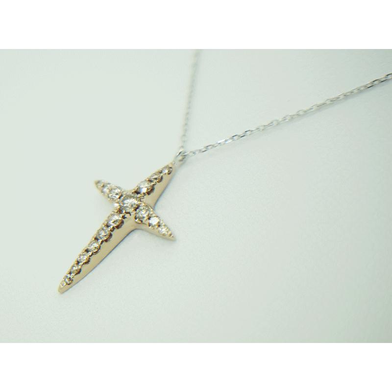 カシケイ 柏圭 Kashikey ネックレス ダイヤ 0.41ct クロス K18WG/BG 新品同様 美品 箱・保証書付 送料無料 ...